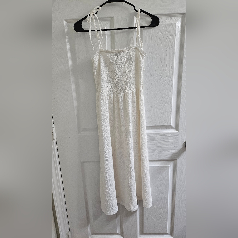 H&M Off White Smocked Dress